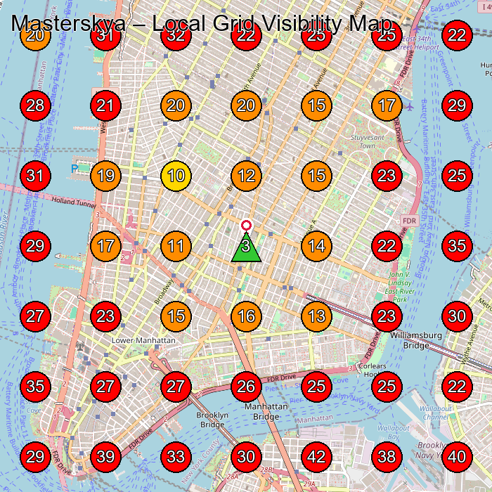 Masterskya GeoGrid visibility map for Martial Arts School in New York